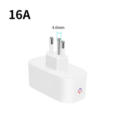Inteligentná zásuvka Wifi TUYA 16/20A, štandardná zásuvka Brazília s monitorom napájania, diaľkové ovládanie hlasom pre Google Home Alexa