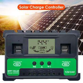 Регулатор на соларни клетки с 4 USB 30A/40A/50A автоматичен контролер за слънчево зарядно устройство LCD дисплей Контролери за слънчева мощност