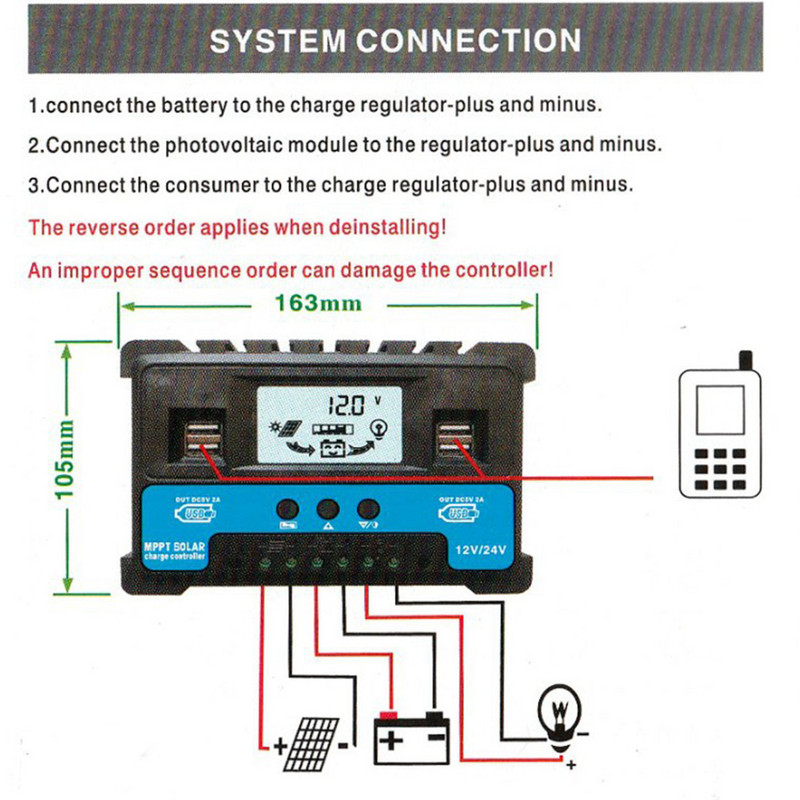 Regulátor solárnych panelov so 4 USB 30A/40A/50A automatickým solárnym nabíjacím ovládačom s LCD displejom a regulátormi solárnej energie