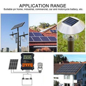Solar Panel Regulator Solar Charger Intelligent Regulator with LCD Display Dual Button Ελεγκτής φόρτισης διεπαφής χειριστή