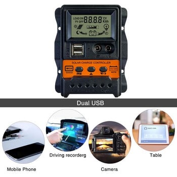 Solar Panel Regulator Solar Charger Intelligent Regulator with LCD Display Dual Button Ελεγκτής φόρτισης διεπαφής χειριστή