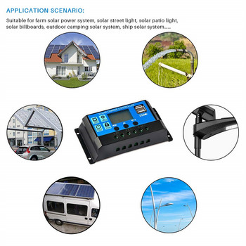 Зарядно устройство за батерии Двоен USB изход Фотоволтаичен контролер за генериране на енергия ABS за семейна индустрия Семинар за слънчева система