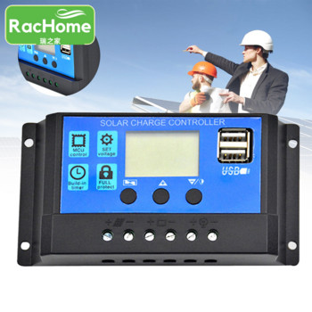 Solar Charge Controller Pwm 12v 24v 10a Auto Controllers LCD Dual Usb Big Display LCD Solar Panel Charge Controller 5v Έξοδος
