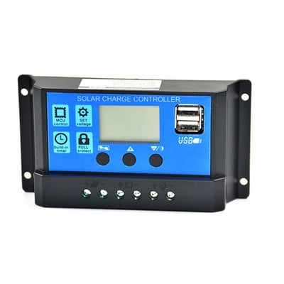 Solárny regulátor nabíjania PWM 12V 24V 10A Automatické regulátory LCD Dual USB Veľký LCD displej Solárny panel Regulátor nabíjania 5V výstup
