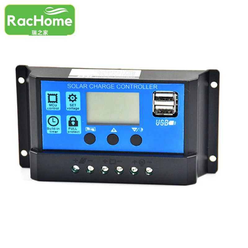 Solárny regulátor nabíjania PWM 12V 24V 10A Automatické regulátory LCD Dual USB Veľký LCD displej Solárny panel Regulátor nabíjania 5V výstup