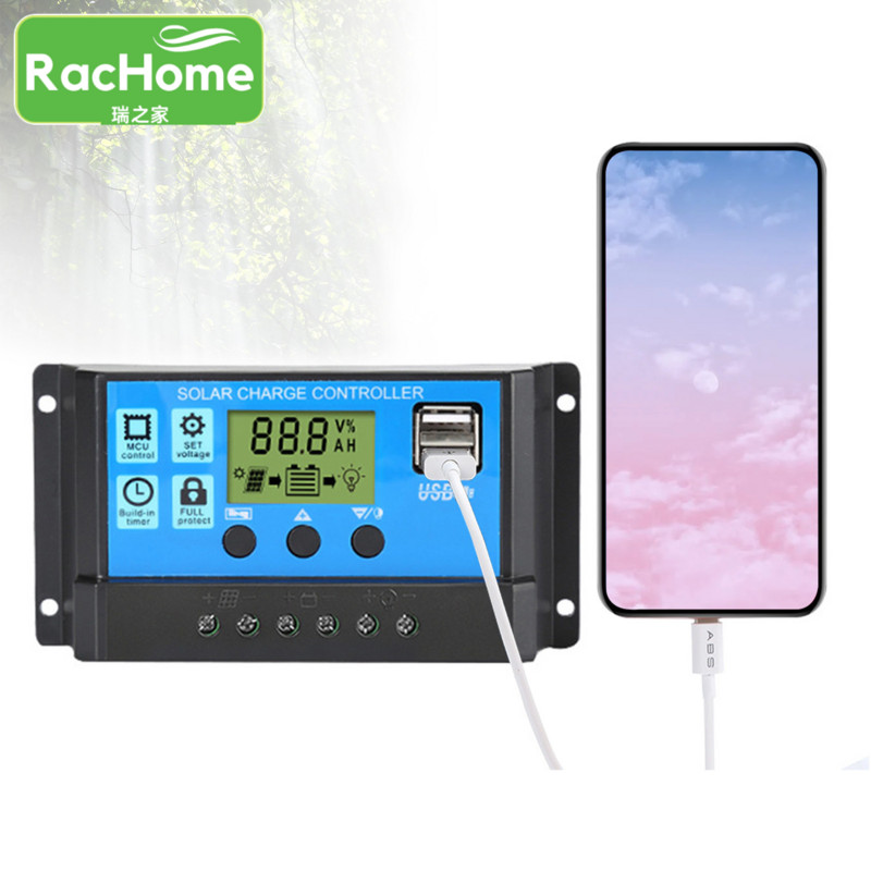 Solárny regulátor nabíjania PWM 12V 24V 10A Automatické regulátory LCD Dual USB Veľký LCD displej Solárny panel Regulátor nabíjania 5V výstup
