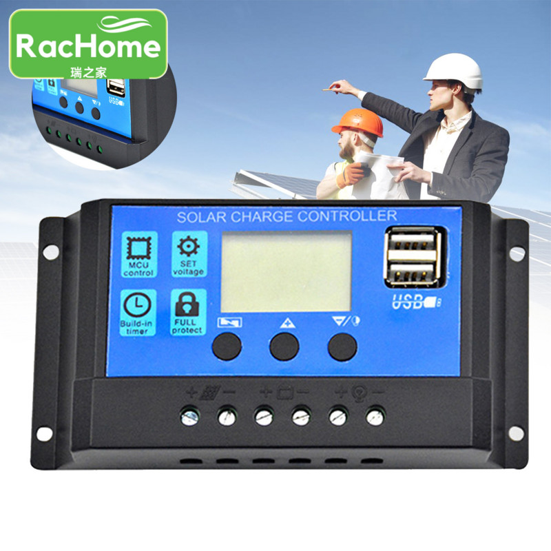 Solárny regulátor nabíjania PWM 12V 24V 10A Automatické regulátory LCD Dual USB Veľký LCD displej Solárny panel Regulátor nabíjania 5V výstup