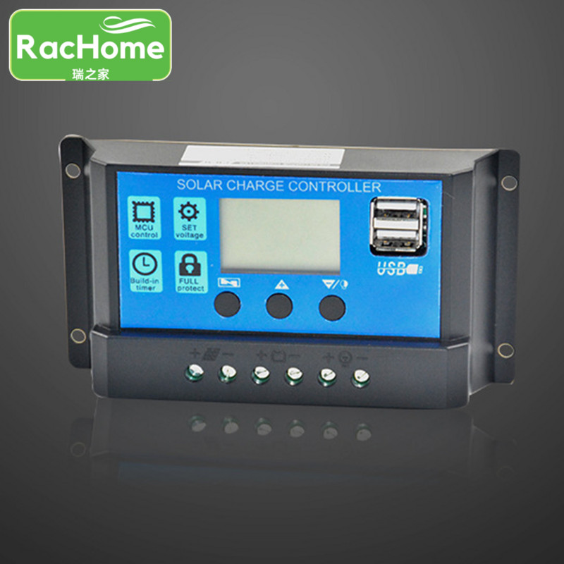 Solárny regulátor nabíjania PWM 12V 24V 10A Automatické regulátory LCD Dual USB Veľký LCD displej Solárny panel Regulátor nabíjania 5V výstup