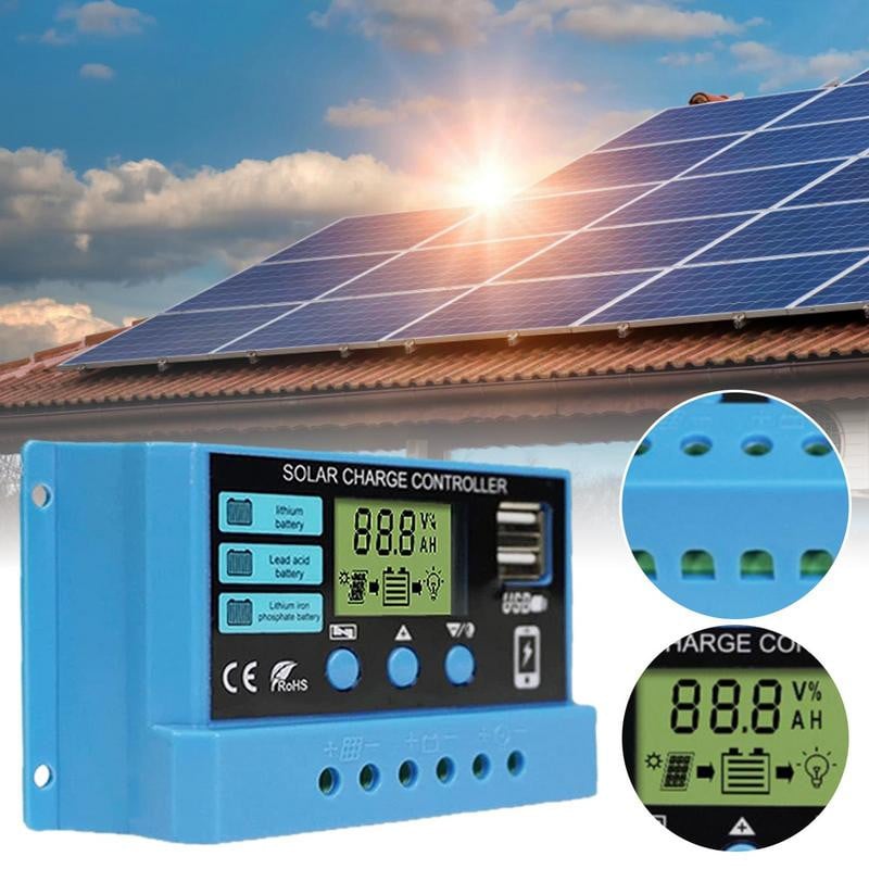 Napelemes töltésvezérlő Állítható LCD kijelző Napelemes akkumulátor szabályozó USB porttal Állítható LCD kijelző Fotovoltaikus