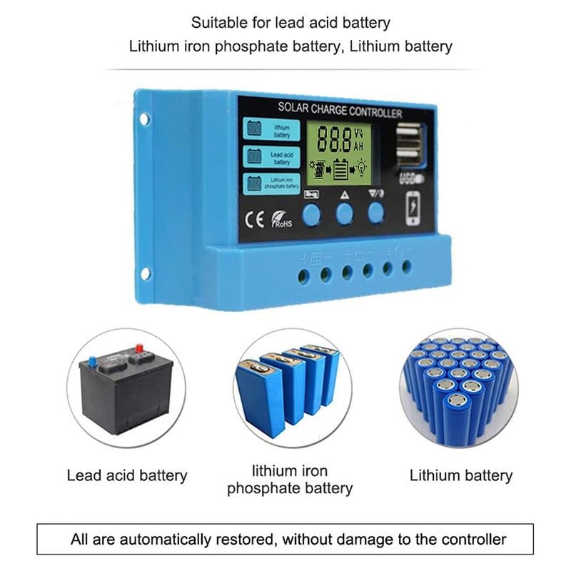 Napelemes töltésvezérlő Állítható LCD kijelző Napelemes akkumulátor szabályozó USB porttal Állítható LCD kijelző Fotovoltaikus