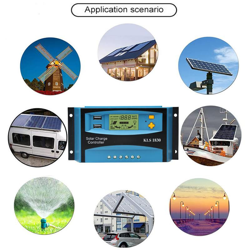 30A PWM solárny regulátor nabíjania 12V/24V PWM solárny regulátor nabíjania s automatickým nastaviteľným parametrom, inteligentný regulátor