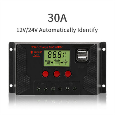 10A 20A 30A MPPT automatikus napelemes töltésvezérlő LCD kijelző Kettős USB kimenet 5V napelem akkumulátor töltés szabályozó USB porttal