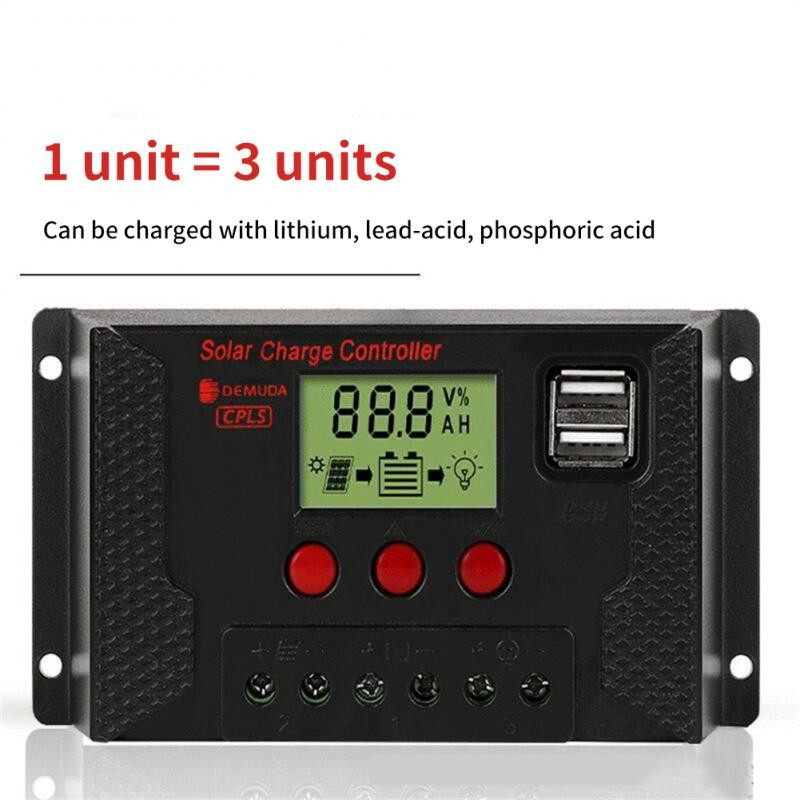 10A 20A 30A MPPT automatikus napelemes töltésvezérlő LCD kijelző Kettős USB kimenet 5V napelem akkumulátor töltés szabályozó USB porttal