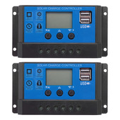 2X 20A 12V 24V Auto Work PWM saules uzlādes kontrolieris ar LCD Dual USB 5V izejas saules bateriju paneļa lādētāju Regulato
