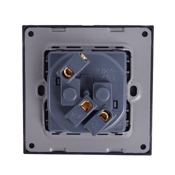 Coswall Wall Crystal Glass Panel Power Socket Grounded, 16A Black Standard Electrical Outlet 86mm * 86mm