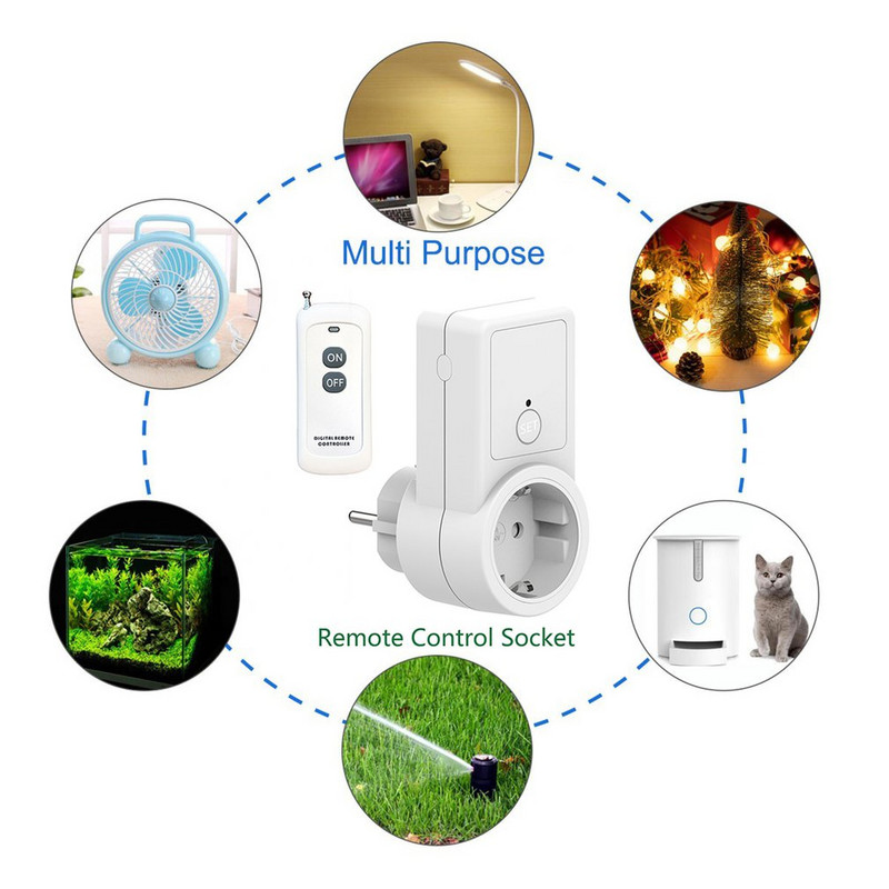 Többfunkciós aljzat távirányító kapcsoló 433.92Mhz vezeték nélküli RF frekvenciás távirányító EU aljzat távirányítóval