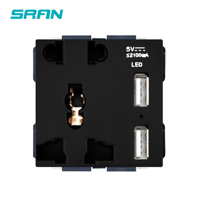 SRAN A9 fekete sorozatú alumínium ötvözet panel, villanykapcsoló eu francia fali aljzat usb tv rj45 modul barkácsolás, 86 négyzetes dobozhoz alkalmas