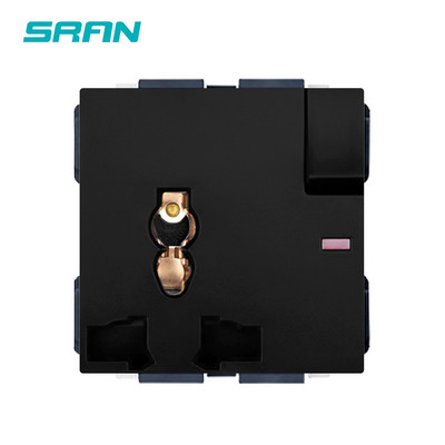SRAN A9 fekete sorozatú alumínium ötvözet panel, villanykapcsoló eu francia fali aljzat usb tv rj45 modul barkácsolás, 86 négyzetes dobozhoz alkalmas