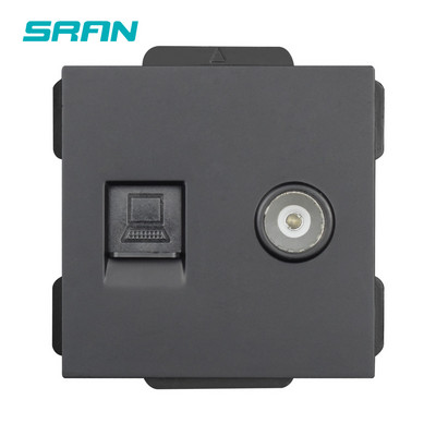 SRAN A9 fekete sorozatú alumínium ötvözet panel, villanykapcsoló eu francia fali aljzat usb tv rj45 modul barkácsolás, 86 négyzetes dobozhoz alkalmas