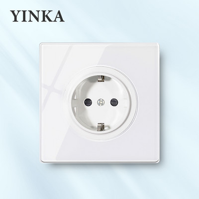 YINKA EU utičnica od kaljenog stakla Kućna zidna utičnica Električne utičnice Zidni utikač pojedinačne utičnice Kućanski aparat 86 Vrsta
