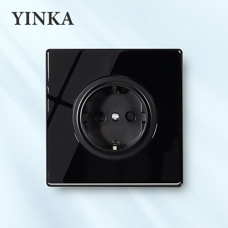 YINKA EU utičnica od kaljenog stakla Kućna zidna utičnica Električne utičnice Zidni utikač pojedinačne utičnice Kućanski aparat 86 Vrsta