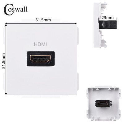 COSWALL E20 séria biely vertikálny PC panel nástenný vypínač EU francúzska zásuvka HDMI kompatibilný USB Type-C nabíjačka TV RJ45 modul DIY