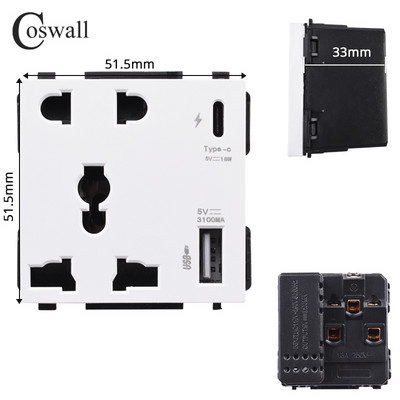 COSWALL E20 séria biely vertikálny PC panel nástenný vypínač EU francúzska zásuvka HDMI kompatibilný USB Type-C nabíjačka TV RJ45 modul DIY