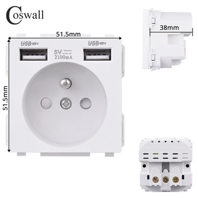 COSWALL E20 séria biely vertikálny PC panel nástenný vypínač EU francúzska zásuvka HDMI kompatibilný USB Type-C nabíjačka TV RJ45 modul DIY