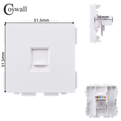 COSWALL E20 séria biely vertikálny PC panel nástenný vypínač EU francúzska zásuvka HDMI kompatibilný USB Type-C nabíjačka TV RJ45 modul DIY
