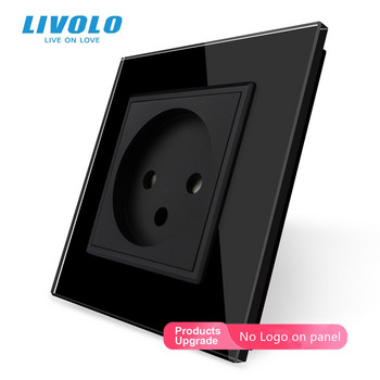 Оригинален Livolo ЕС стандартен Израел захранващ контакт, панел от кристално стъкло, 100~250V 16A стенни електрически контакти, C7C1IL-15, без лого