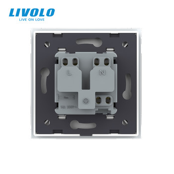Γνήσια πρίζα Livolo EU Standard Israel, Πίνακας κρυστάλλου γυαλιού, ηλεκτρικές πρίζες τοίχου 100~250V 16A, C7C1IL-15, χωρίς λογότυπο