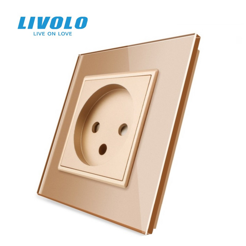 Originálna zásuvka Livolo podľa EÚ štandardu Izrael, krištáľový sklenený panel, nástenné elektrické zásuvky 100~250V 16A, C7C1IL-15, bez loga