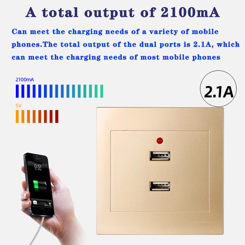 86-os típusú rejtett 220 V-os, két vagy négy porózus USB-aljzat Szállodamérnöki helyszín Kollégiumi USB-töltőpanel