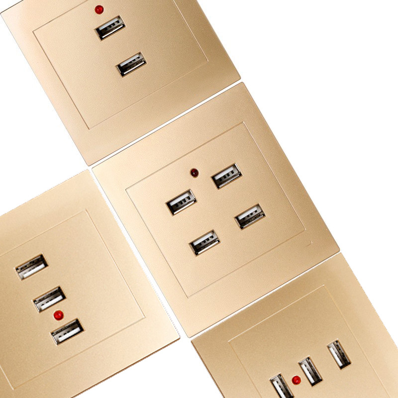 86-os típusú rejtett 220 V-os, két vagy négy porózus USB-aljzat Szállodamérnöki helyszín Kollégiumi USB-töltőpanel