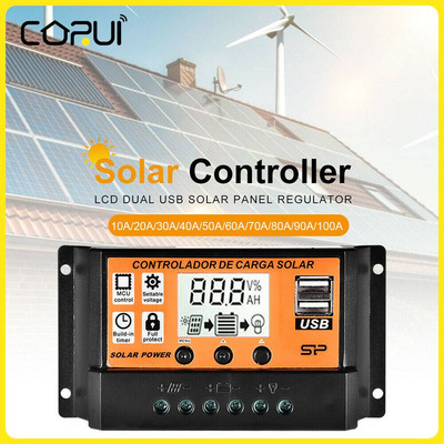 Controler de încărcare solară MPPT/PWM 100A Controler de panou solar cu port USB dublu 12V/24V Paremetru automat reglabil pentru casă inteligentă