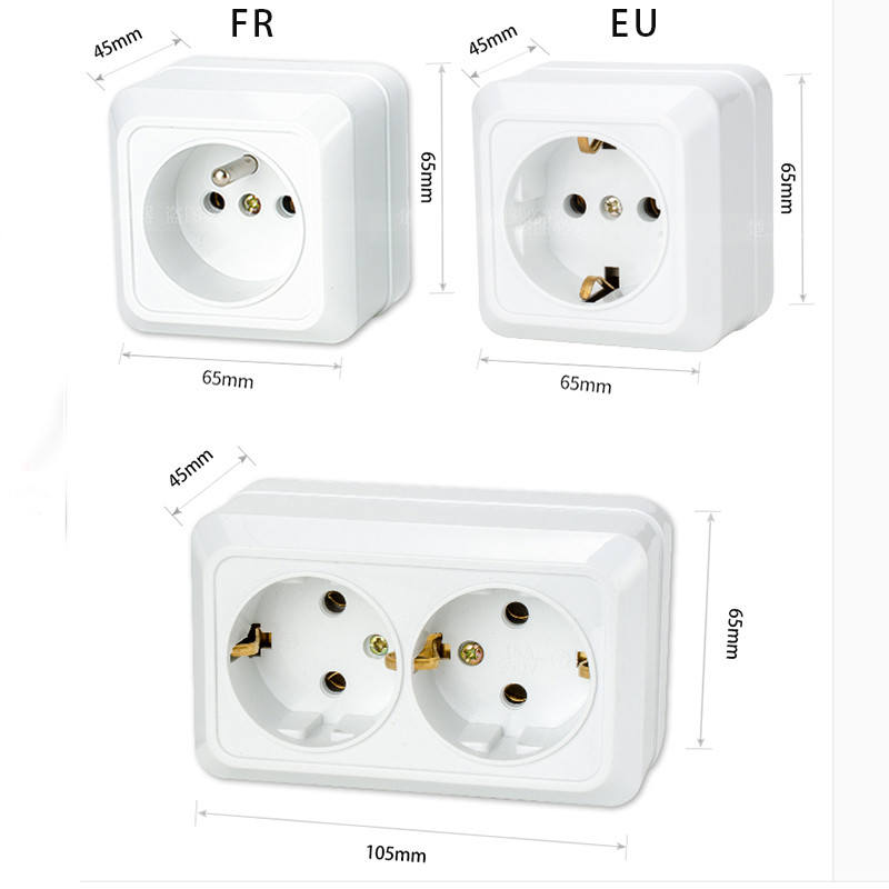 SANDIY Standard UE instalat direct în stil european priză de perete cu montare la suprafață pentru Rusia, Ucraina, Kazahstan 16A 250V