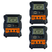 Saulės įkrovimo valdiklis 12V24V saulės baterijos valdiklis reguliatorius Auto 2 USB LCD ekranas įkrovos iškroviklis