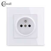 Coswall French Polish Priză Perete Cristal Panou din sticlă Priză Impământată Ușă de protecție pentru copii Alb Negru Auriu Gri