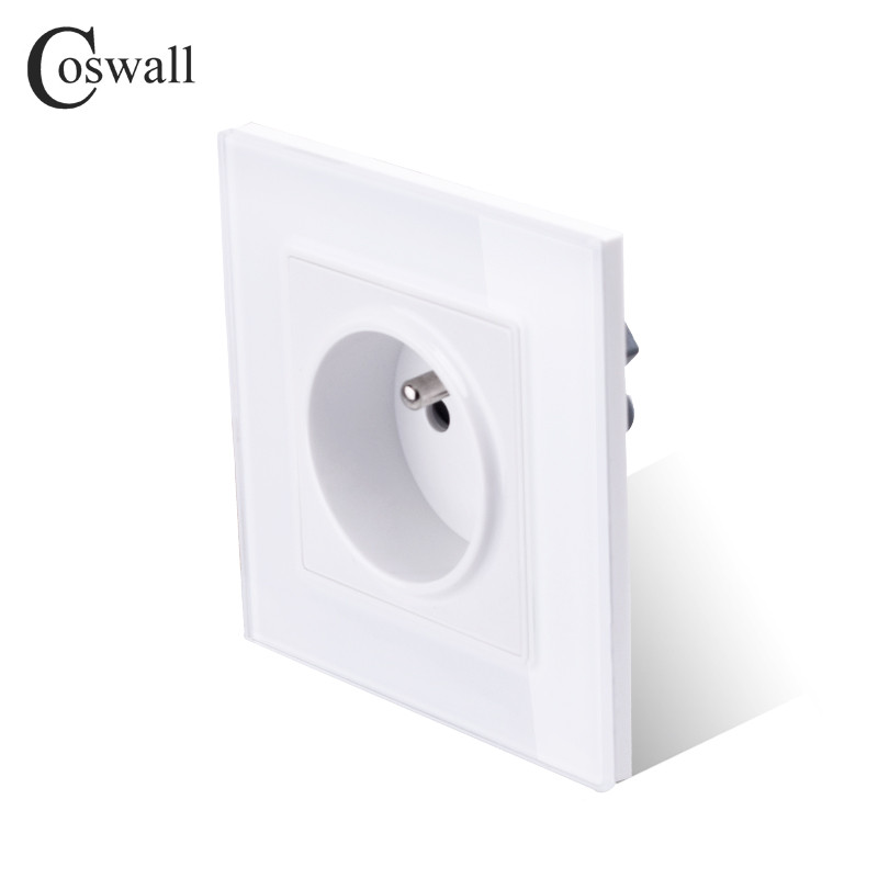 Coswall French Polish Priză Perete Cristal Panou din sticlă Priză Impământată Ușă de protecție pentru copii Alb Negru Auriu Gri