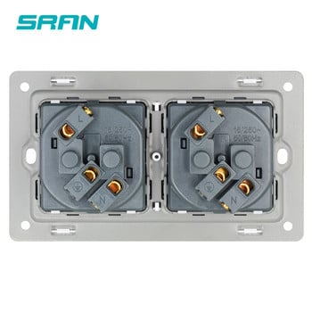 SRAN Франция стенен контакт с двойна рамка 16A 220V бял/черен панел от неръждаема стомана 146mm*86mm домашен романтична декорация електрически контакт