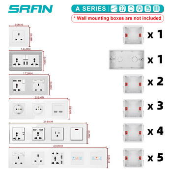 SRAN Франция стенен контакт с двойна рамка 16A 220V бял/черен панел от неръждаема стомана 146mm*86mm домашен романтична декорация електрически контакт