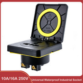 EU US AU UK Univerzális vízálló ipari aljzat 10A/16A 250V IP44 AC tápcsatlakozó dugó elektromos aljzat fedéllel
