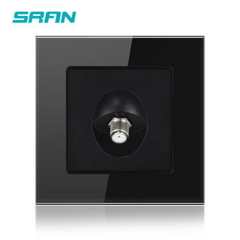 SRAN интерфейс за сателитна телевизия Стенен контакт за домашен уред Панел от кристално закалено стъкло 86 * 86 мм Кабелна телевизия единични контакти