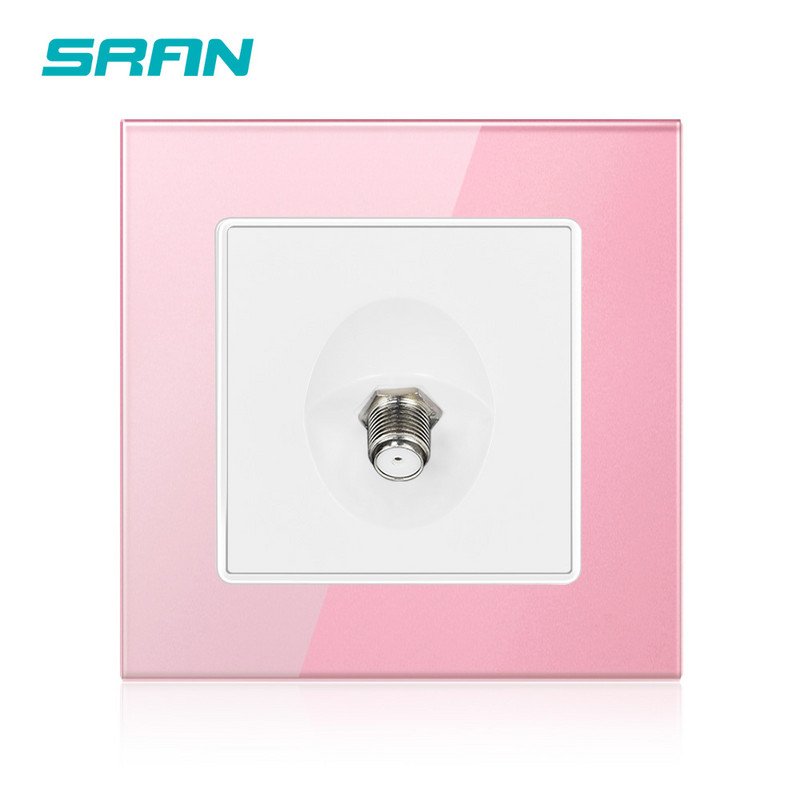 Zásuvka SRAN pre satelitnú televíziu pre domáce spotrebiče, krištáľový panel z tvrdeného skla 86 * 86 mm, samostatné zásuvky pre káblovú televíziu