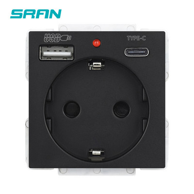 SRAN A6 sorozat Fekete Üveg Panel érzékelő kapcsoló Érintőgomb EU francia Elektromos aljzatok Usb aljzat Modul barkácsolás