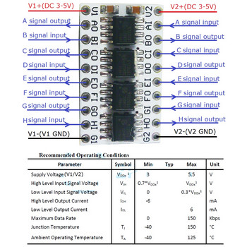 Цифрови изолатори TTL LvTTL Модул за конвертор на ниво DC 3.3V 5V 2/4/8Ch 3000Vrms 150Kbps за Arduino UNO MEGA Raspberry pi pico w