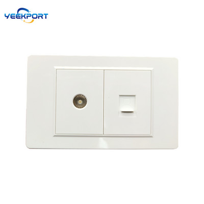 118 mm biela PC zásuvka s 2 USB portami, štandardná pre domácnosti, 16 A, 2-otvorová, s bielym PC panelom, samozhášacím panelom, kombináciou 2 USB portov