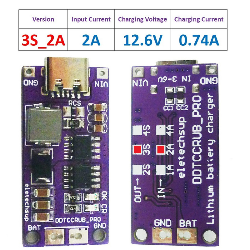 3-článková batéria typu C DC5V až 12,6V LiPo Li-Ion, prenosná nabíjačka, núdzové nabíjanie