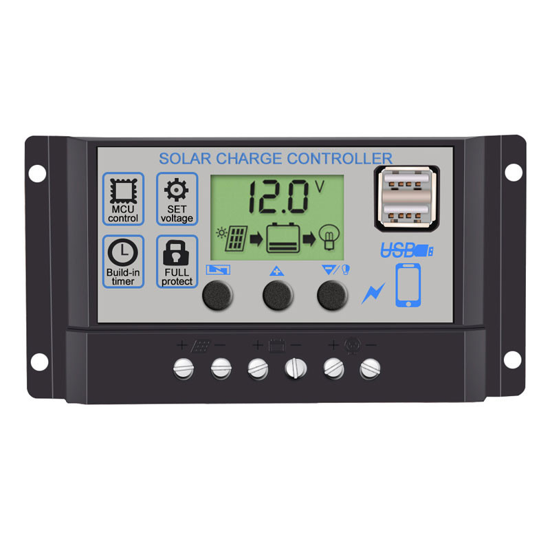 12V 24V 10A 20A 30A Solárny regulátor nabíjania Automatický PWM 5V Výstupný regulátor PV Domáca nabíjačka batérií LCD obrazovka Duálny USB
