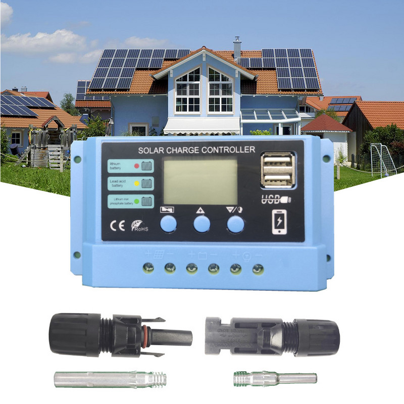 Controler solar 12V 24V cu cap de conectare Controler de încărcare solară 10/20/30A Controlere de energie solară pentru baterie fier-litiu